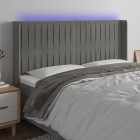 Cabecero con LED de terciopelo gris claro 203x16x118/128 cm de vidaXL, Cabeceros y pies de cama - Ref: Foro24-3124352, Precio...