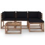 5-piece garden furniture set with black cushions by vidaXL, Garden sets - Ref: Foro24-3067363, Price: 296,79 €, Discount: %