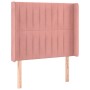 Pink velvet headboard with LED 93x16x118/128 cm by vidaXL, Headboards and footboards - Ref: Foro24-3124327, Price: 90,81 €, D...