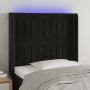 Black velvet headboard with LED 83x16x118/128 cm by vidaXL, Headboards and footboards - Ref: Foro24-3124318, Price: 89,15 €, ...