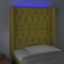 Green fabric headboard with LED 83x16x118/128 cm by vidaXL, Headboards and footboards - Ref: Foro24-3124365, Price: 82,89 €, ...