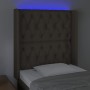 Headboard with LED in taupe gray fabric 83x16x118/128 cm by vidaXL, Headboards and footboards - Ref: Foro24-3124362, Price: 9...