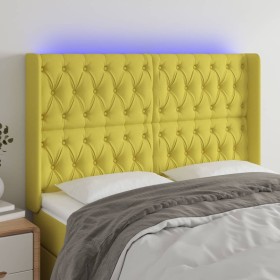 Green fabric headboard with LED 163x16x118/128 cm by vidaXL, Headboards and footboards - Ref: Foro24-3124397, Price: 140,99 €...