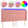 Pink velvet headboard with LED 163x16x118/128 cm by vidaXL, Headboards and footboards - Ref: Foro24-3124345, Price: 136,97 €,...