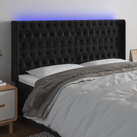 Black velvet headboard with LED 203x16x118/128 cm by vidaXL, Headboards and footboards - Ref: Foro24-3124452, Price: 194,99 €...