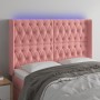 Pink velvet headboard with LED 147x16x118/128 cm by vidaXL, Headboards and footboards - Ref: Foro24-3124437, Price: 165,88 €,...