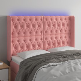 Cabecero con LED de terciopelo rosa 147x16x118/128 cm de vidaXL, Cabeceros y pies de cama - Ref: Foro24-3124437, Precio: 165,...