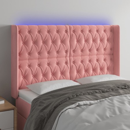 Rosa Samtkopfteil mit LED 147x16x118/128 cm von vidaXL, Kopf- und Fußteile - Ref: Foro24-3124437, Preis: 162,65 €, Rabatt: %