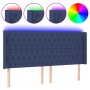 Blue fabric headboard with LED 203x16x118/128 cm by vidaXL, Headboards and footboards - Ref: Foro24-3124412, Price: 184,45 €,...