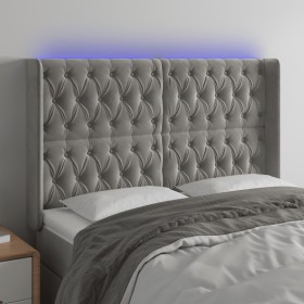 Hellgraues Samtkopfteil mit LED 147x16x118/128 cm von vidaXL, Kopf- und Fußteile - Ref: Foro24-3124432, Preis: 181,56 €, Raba...