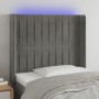 Light gray velvet headboard with LED 93x16x118/128 cm by vidaXL, Headboards and footboards - Ref: Foro24-3124322, Price: 81,7...