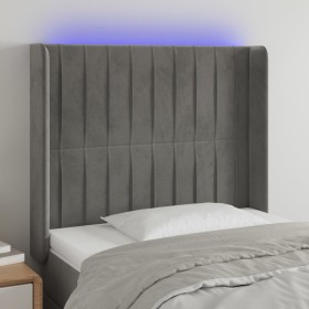 Cabecero con LED de terciopelo gris claro 93x16x118/128 cm de vidaXL, Cabeceros y pies de cama - Ref: Foro24-3124322, Precio:...