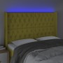 Headboard with LED in green fabric 147x16x118/128 cm by vidaXL, Headboards and footboards - Ref: Foro24-3124389, Price: 139,5...