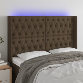 Headboard with LED in dark brown fabric 147x16x118/128 cm by vidaXL, Headboards and footboards - Ref: Foro24-3124385, Price: ...