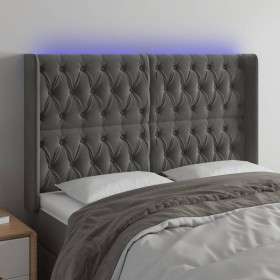 Dunkelgraues Samtkopfteil mit LED 163x16x118/128 cm von vidaXL, Kopf- und Fußteile - Ref: Foro24-3124439, Preis: 167,10 €, Ra...