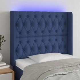 Blue fabric headboard with LED 103x16x118/128 cm by vidaXL, Headboards and footboards - Ref: Foro24-3124380, Price: 102,86 €,...