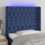 Blue fabric headboard with LED 103x16x118/128 cm by vidaXL, Headboards and footboards - Ref: Foro24-3124380, Price: 102,90 €,...