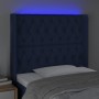 Blue fabric headboard with LED 103x16x118/128 cm by vidaXL, Headboards and footboards - Ref: Foro24-3124380, Price: 102,90 €,...