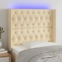 Cream fabric headboard with LED 103x16x118/128 cm by vidaXL, Headboards and footboards - Ref: Foro24-3124379, Price: 104,47 €...