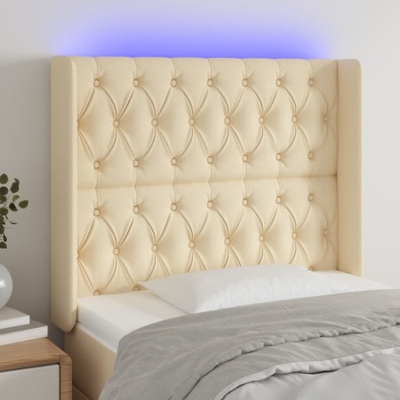 Cabecero con LED de tela color crema 103x16x118/128 cm de vidaXL, Cabeceros y pies de cama - Ref: Foro24-3124379, Precio: 104...