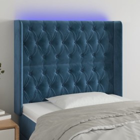 Dark blue velvet LED headboard 93x16x118/128 cm by vidaXL, Headboards and footboards - Ref: Foro24-3124424, Price: 103,16 €, ...