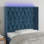 Dark blue velvet LED headboard 93x16x118/128 cm by vidaXL, Headboards and footboards - Ref: Foro24-3124424, Price: 102,99 €, ...