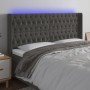 Cabecero con LED de terciopelo gris oscuro 183x16x118/128 cm de vidaXL, Cabeceros y pies de cama - Ref: Foro24-3124445, Preci...