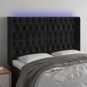 Black velvet headboard with LED 147x16x118/128 cm by vidaXL, Headboards and footboards - Ref: Foro24-3124434, Price: 165,99 €...