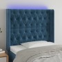 Dark blue velvet LED headboard 103x16x118/128 cm by vidaXL, Headboards and footboards - Ref: Foro24-3124430, Price: 110,74 €,...