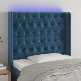 Dark blue velvet LED headboard 103x16x118/128 cm by vidaXL, Headboards and footboards - Ref: Foro24-3124430, Price: 107,40 €,...