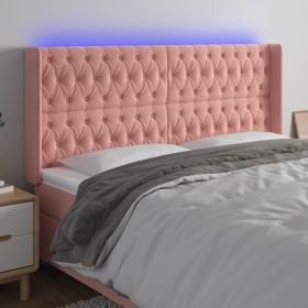 Pink velvet headboard with LED 183x16x118/128 cm by vidaXL, Headboards and footboards - Ref: Foro24-3124449, Price: 184,17 €,...