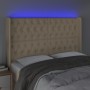 Cream fabric headboard with LED 163x16x118/128 cm by vidaXL, Headboards and footboards - Ref: Foro24-3124395, Price: 170,28 €...