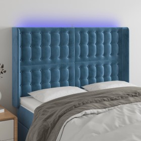 Dark blue velvet LED headboard 147x16x118/128 cm by vidaXL, Headboards and footboards - Ref: Foro24-3124534, Price: 135,58 €,...