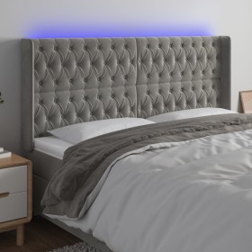 Cabecero con LED de terciopelo gris claro 203x16x118/128 cm de vidaXL, Cabeceros y pies de cama - Ref: Foro24-3124450, Precio...