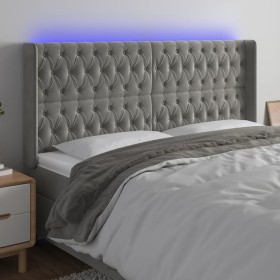 Cabecero con LED de terciopelo gris claro 183x16x118/128 cm de vidaXL, Cabeceros y pies de cama - Ref: Foro24-3124444, Precio...