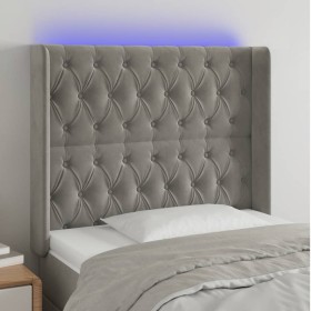 Light gray velvet headboard with LED 103x16x118/128 cm by vidaXL, Headboards and footboards - Ref: Foro24-3124426, Price: 100...