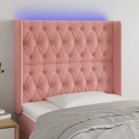 Pink velvet headboard with LED 93x16x118/128 cm by vidaXL, Headboards and footboards - Ref: Foro24-3124425, Price: 102,99 €, ...