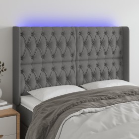 Cabecero con LED de tela gris oscuro 163x16x118/128 cm de vidaXL, Cabeceros y pies de cama - Ref: Foro24-3124391, Precio: 167...