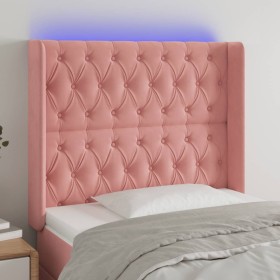 Pink velvet headboard with LED 103x16x118/128 cm by vidaXL, Headboards and footboards - Ref: Foro24-3124431, Price: 107,40 €,...