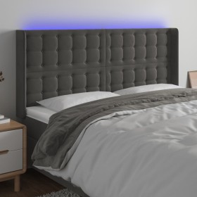 Dunkelgraues Samtkopfteil mit LED 203x16x118/128 cm von vidaXL, Kopf- und Fußteile - Ref: Foro24-3124549, Preis: 140,64 €, Ra...