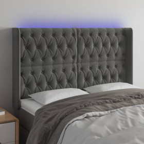 Dunkelgraues Samtkopfteil mit LED 147x16x118/128 cm von vidaXL, Kopf- und Fußteile - Ref: Foro24-3124433, Preis: 191,85 €, Ra...