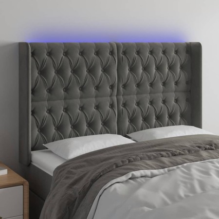 Cabecero con LED de terciopelo gris oscuro 147x16x118/128 cm de vidaXL, Cabeceros y pies de cama - Ref: Foro24-3124433, Preci...