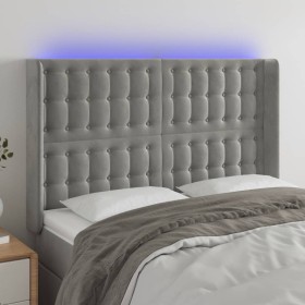 Cabecero con LED de terciopelo gris claro 147x16x118/128 cm de vidaXL, Cabeceros y pies de cama - Ref: Foro24-3124530, Precio...