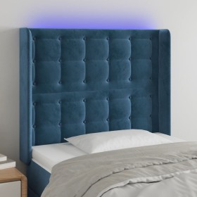 Dark blue velvet LED headboard 93x16x118/128 cm by vidaXL, Headboards and footboards - Ref: Foro24-3124522, Price: 89,99 €, D...