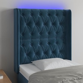 Dark blue velvet LED headboard 83x16x118/128 cm by vidaXL, Headboards and footboards - Ref: Foro24-3124418, Price: 98,99 €, D...