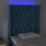 Dark blue velvet LED headboard 83x16x118/128 cm by vidaXL, Headboards and footboards - Ref: Foro24-3124418, Price: 98,99 €, D...