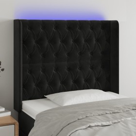 Black velvet headboard with LED 103x16x118/128 cm by vidaXL, Headboards and footboards - Ref: Foro24-3124428, Price: 114,99 €...