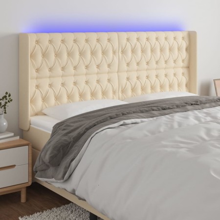 Cabecero con LED de tela color crema 183x16x118/128 cm de vidaXL, Cabeceros y pies de cama - Ref: Foro24-3124403, Precio: 177...