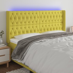 Cabecero con LED de tela verde 203x16x118/128 cm de vidaXL, Cabeceros y pies de cama - Ref: Foro24-3124413, Precio: 151,99 €,...