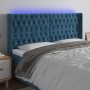 Cabecero con LED de terciopelo azul oscuro 183x16x118/128 cm de vidaXL, Cabeceros y pies de cama - Ref: Foro24-3124448, Preci...